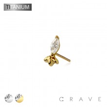 IMPLANT GRADE TITANIUM MARQUISE MERMAID SHAPE THREADLESS (PUSH IN) TOP PART ONLY